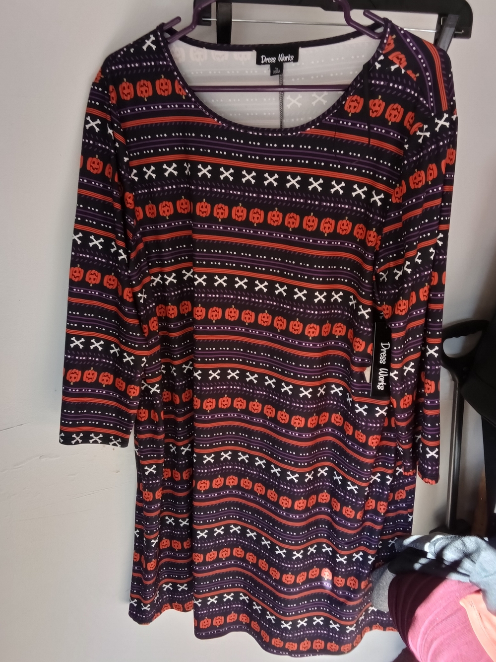 Dress Works Women's Black & Orange Pumpkin Print A-Line Dress